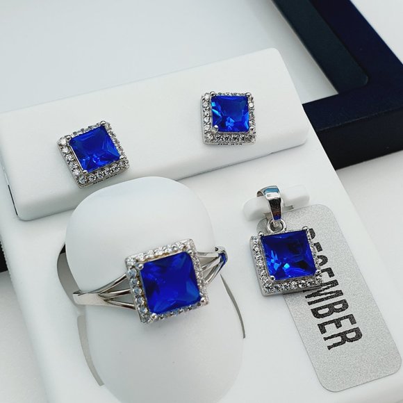 "925 Sterling Silver Cubic Zircon Birthstone Jewelry Set, UU1P7A7072 - Picture 5 of 8